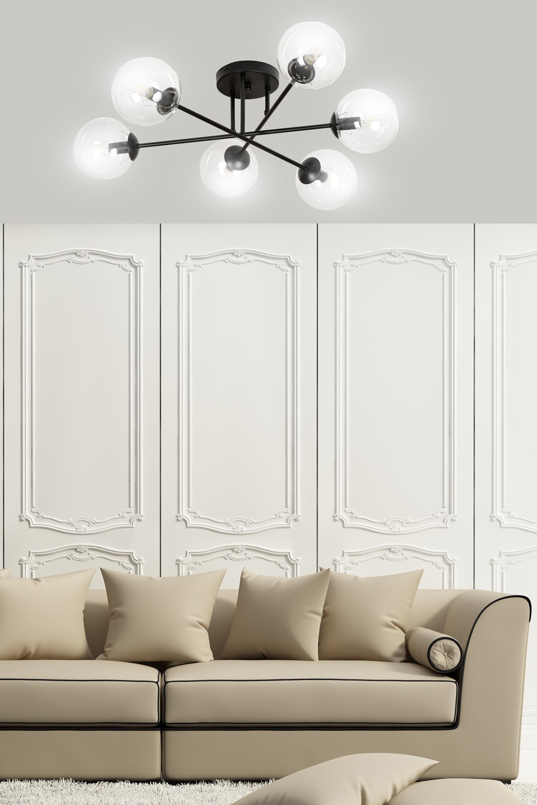 Emibig Stropna svjetiljka BRENDI 230V 10W MAX LED E14 Čelik/ Staklo Crna