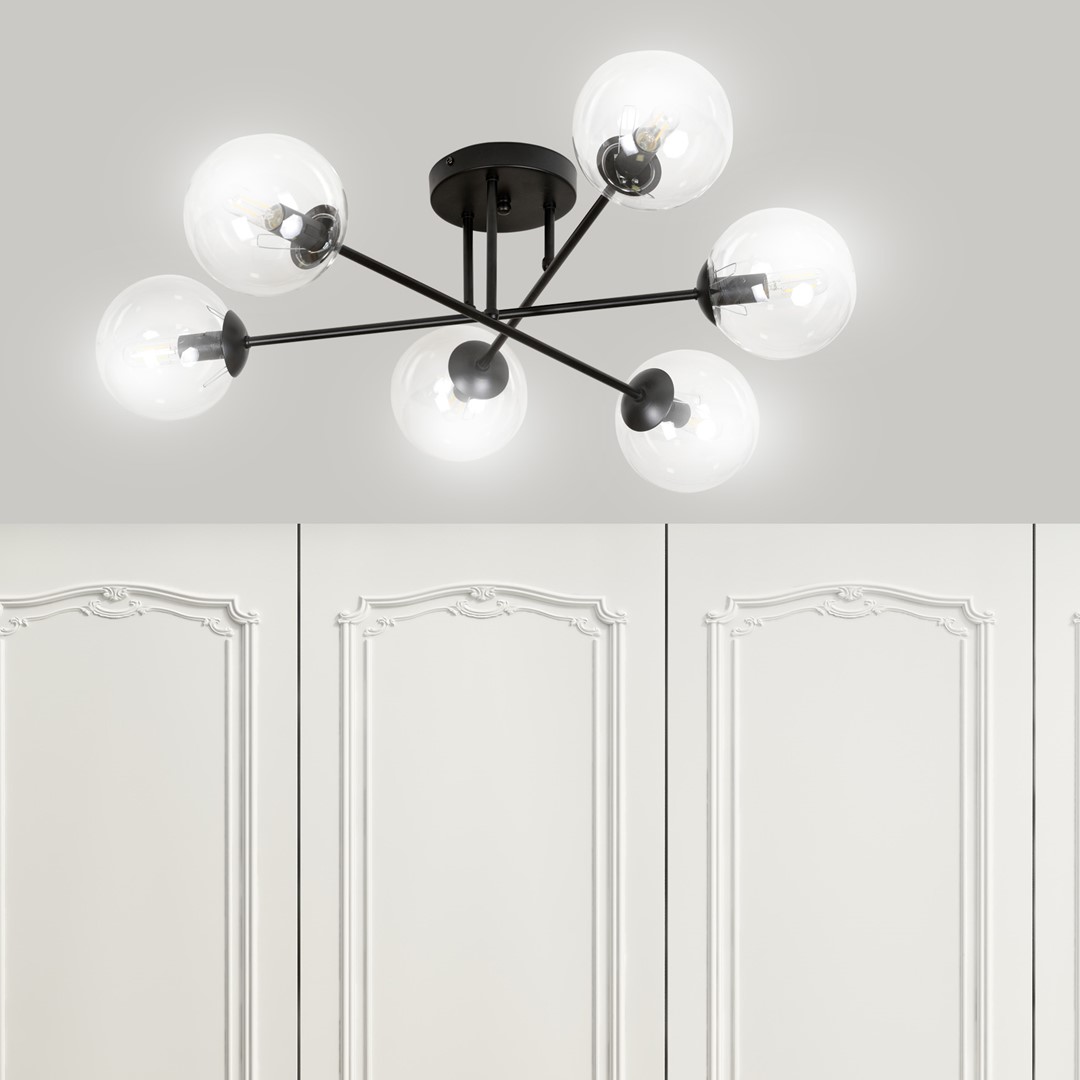 Emibig Stropna svjetiljka BRENDI 230V 10W MAX LED E14 Čelik/ Staklo Crna