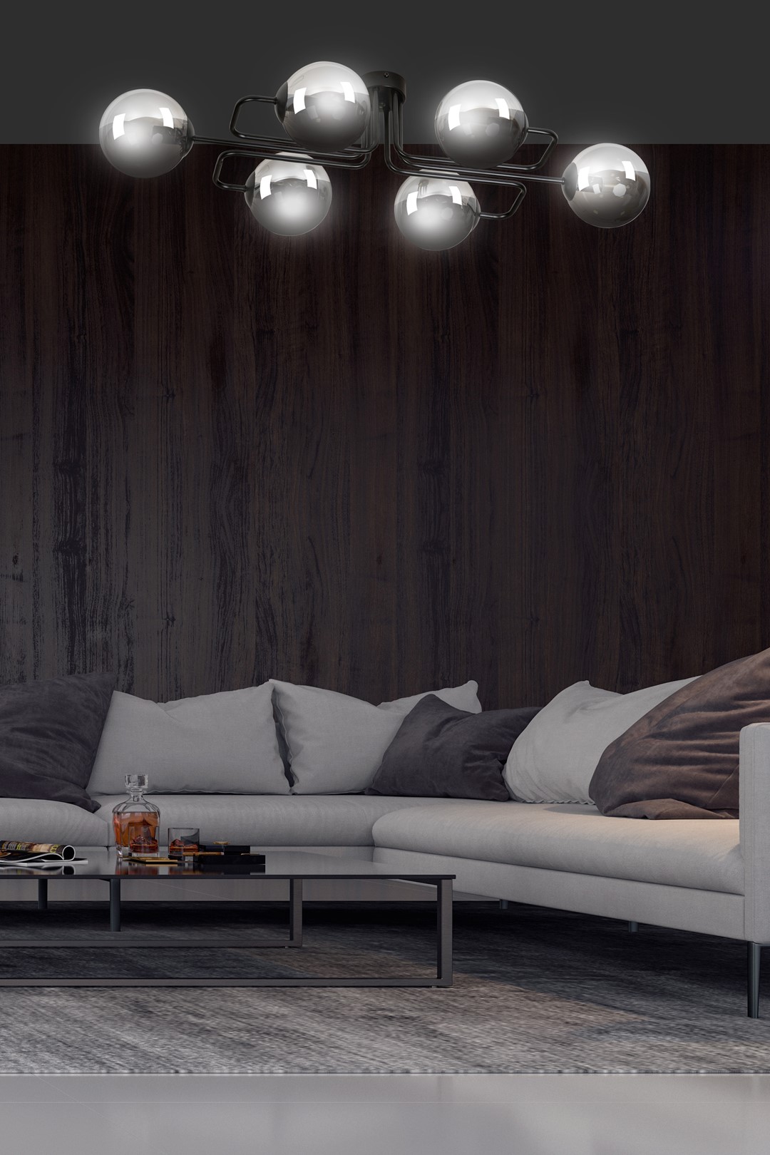 Emibig Stropna svjetiljka BRENDI 230V 10W MAX LED E14 Čelik/ Staklo Crna
