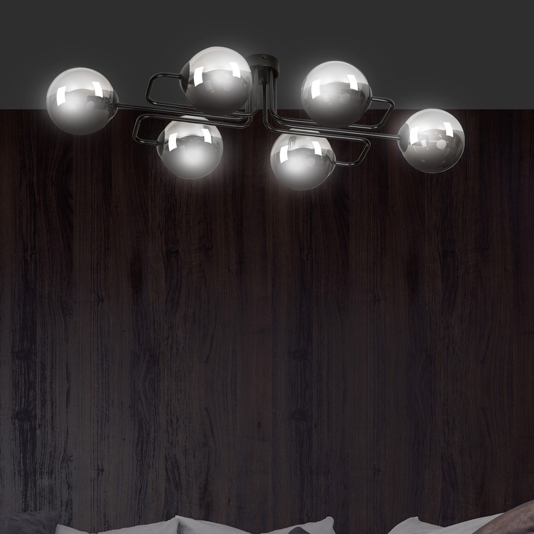 Emibig Stropna svjetiljka BRENDI 230V 10W MAX LED E14 Čelik/ Staklo Crna