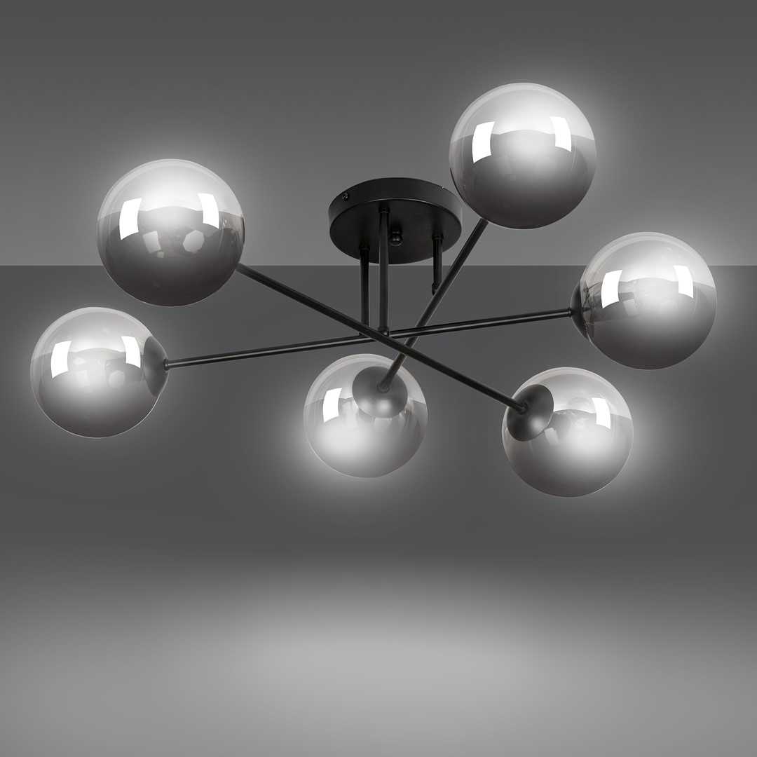 Emibig Stropna svjetiljka BRENDI 230V 10W MAX LED E14 Čelik/ Staklo Crna