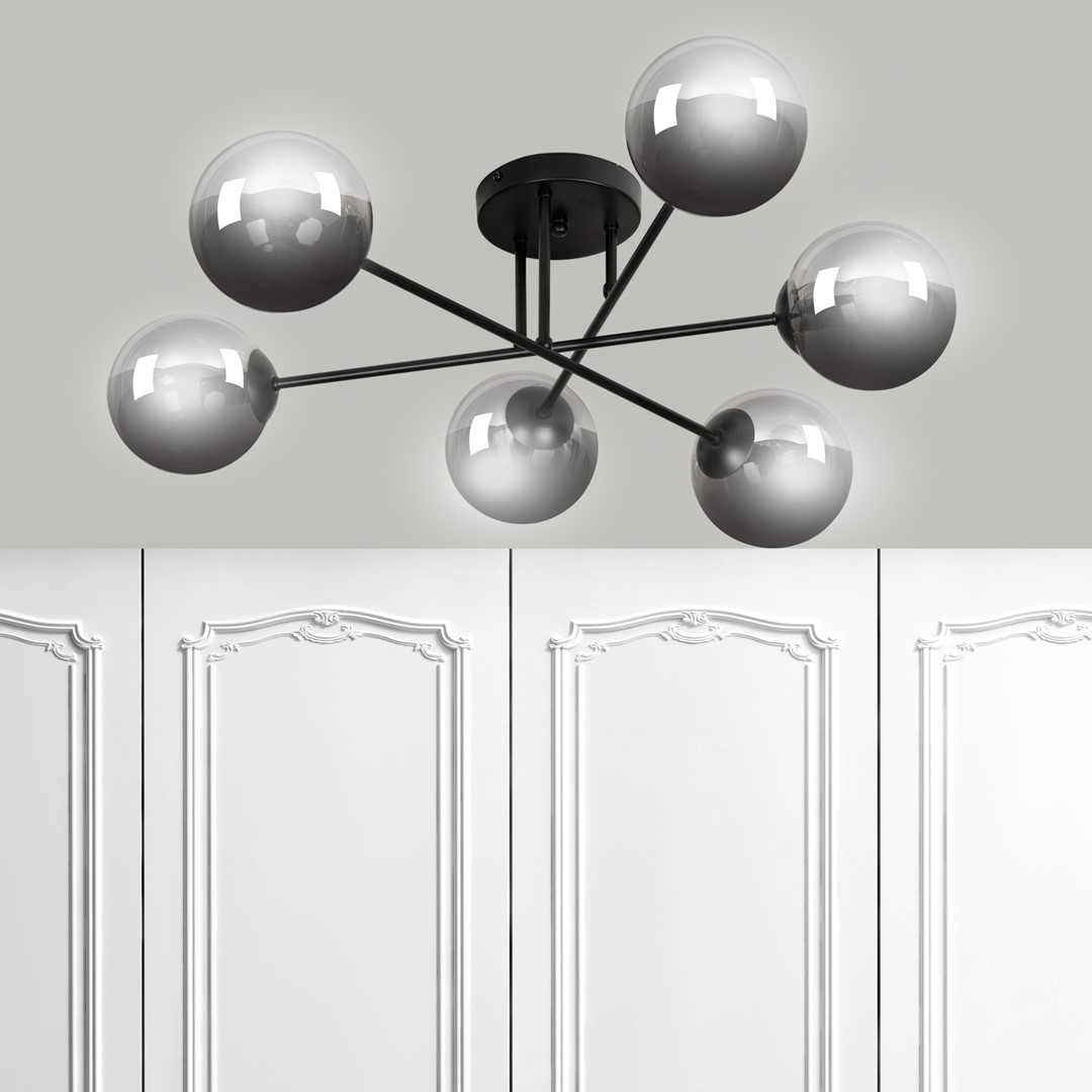 Emibig Stropna svjetiljka BRENDI 230V 10W MAX LED E14 Čelik/ Staklo Crna