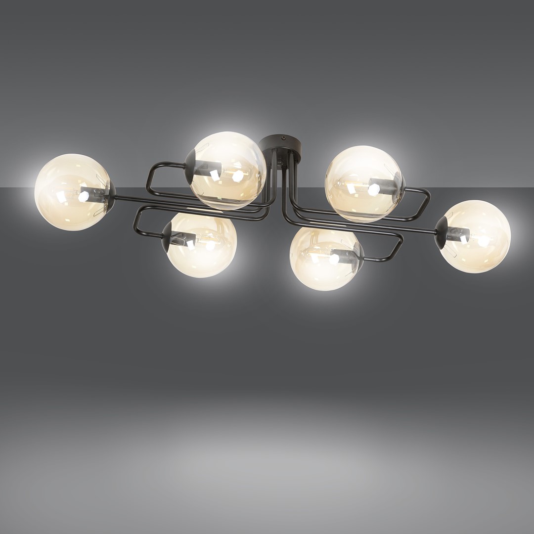 Emibig Stropna svjetiljka BRENDI 230V 10W MAX LED E14 Čelik/ Staklo Crna