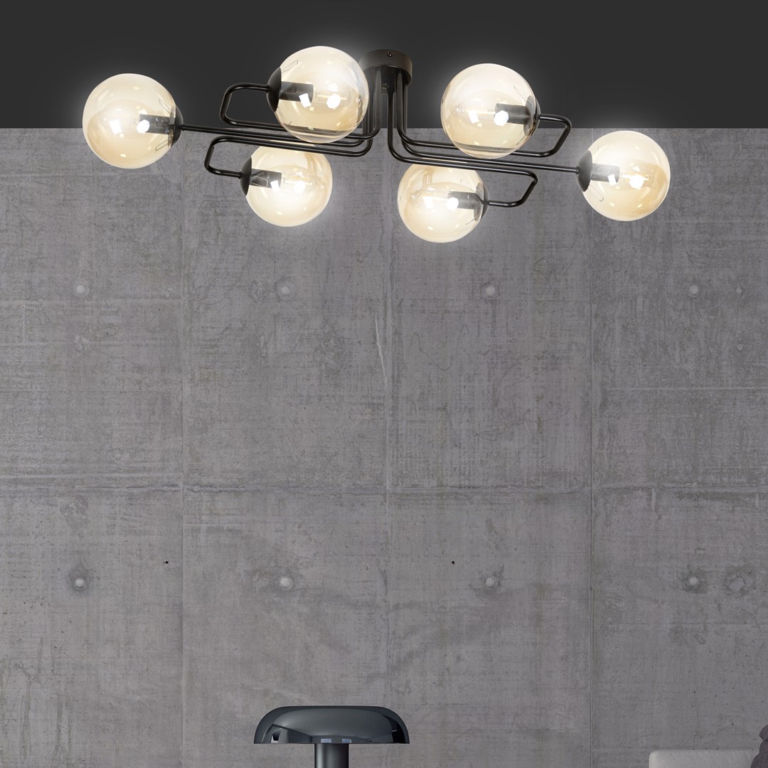 Emibig Stropna svjetiljka BRENDI 230V 10W MAX LED E14 Čelik/ Staklo Crna