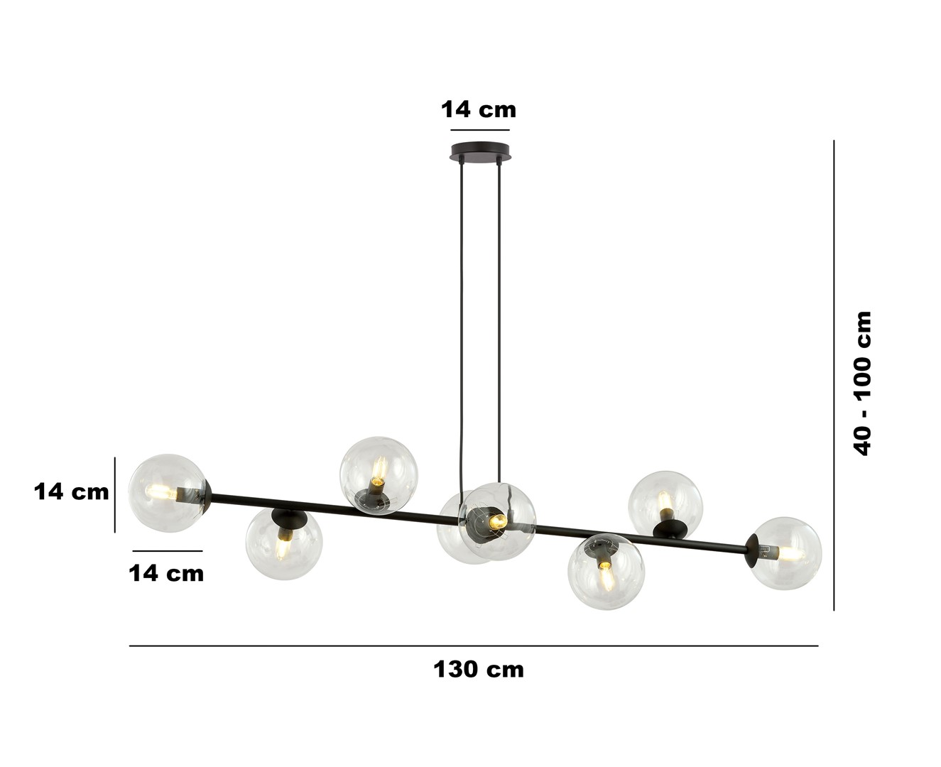 Emibig Visilica ROSSI 230V 10W MAX LED E14 Čelik/ Staklo Crna