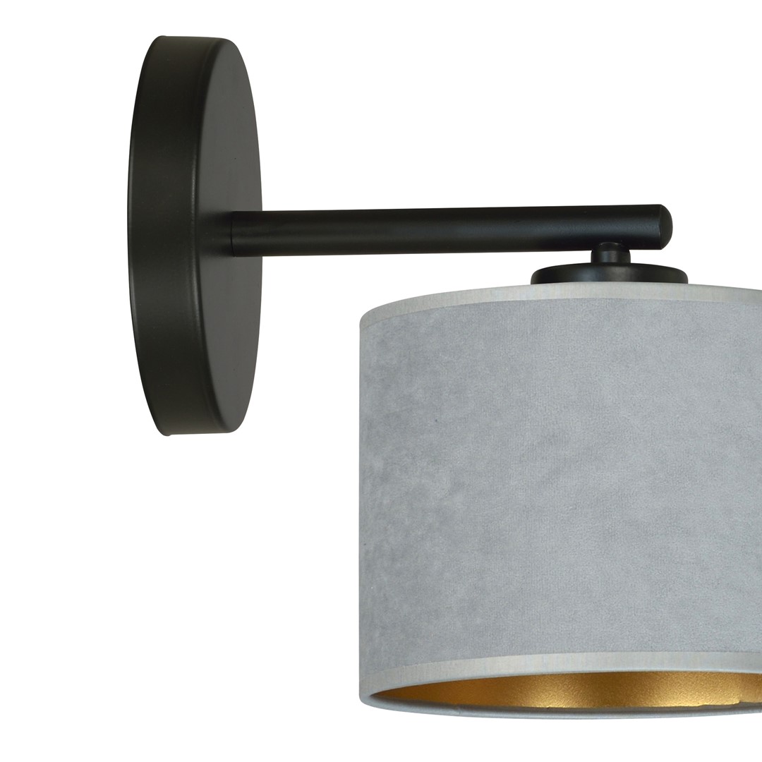 Emibig Zidna lampa HILDE 230V 15W MAX LED E27 Čelik/ Tkanina Crna