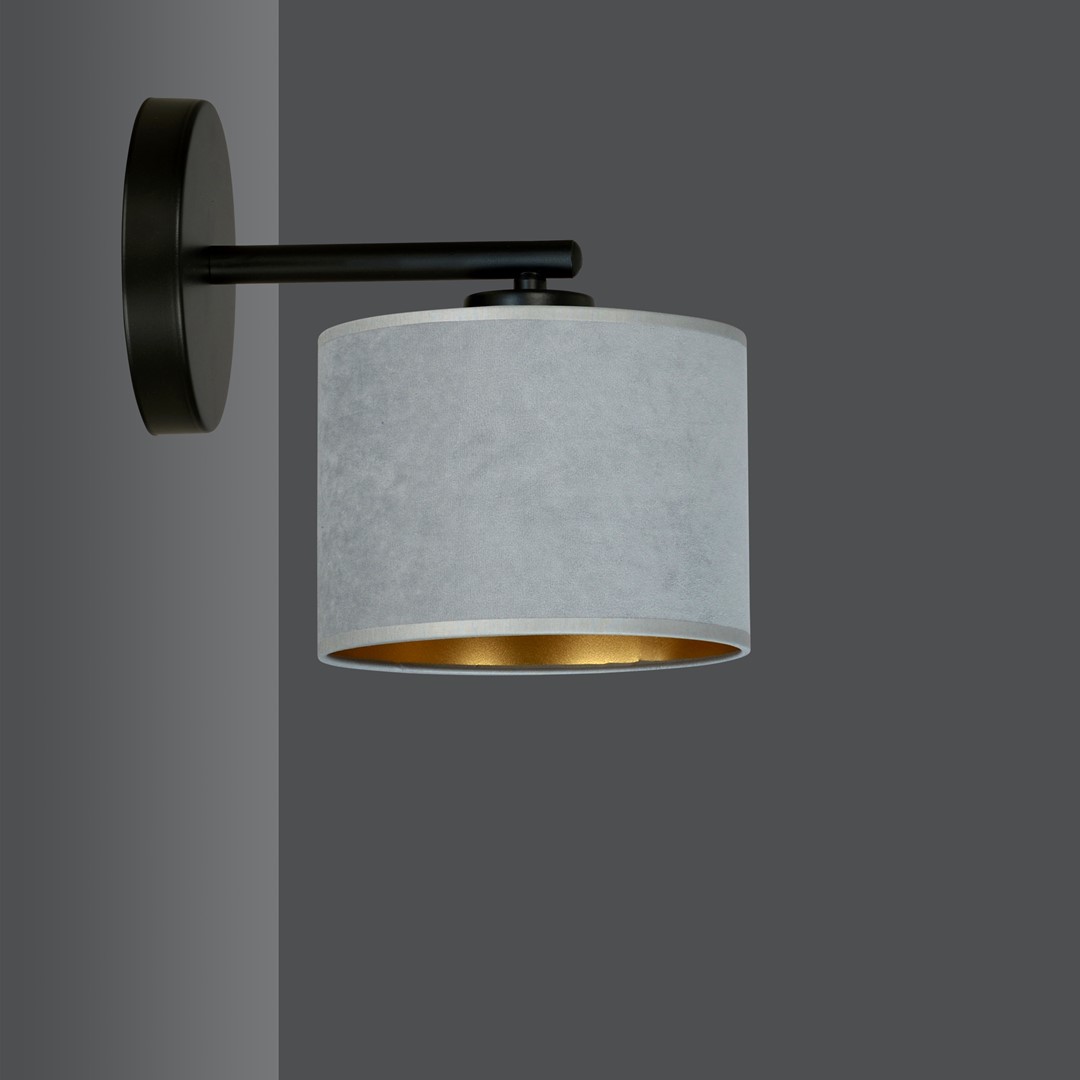 Emibig Zidna lampa HILDE 230V 15W MAX LED E27 Čelik/ Tkanina Crna
