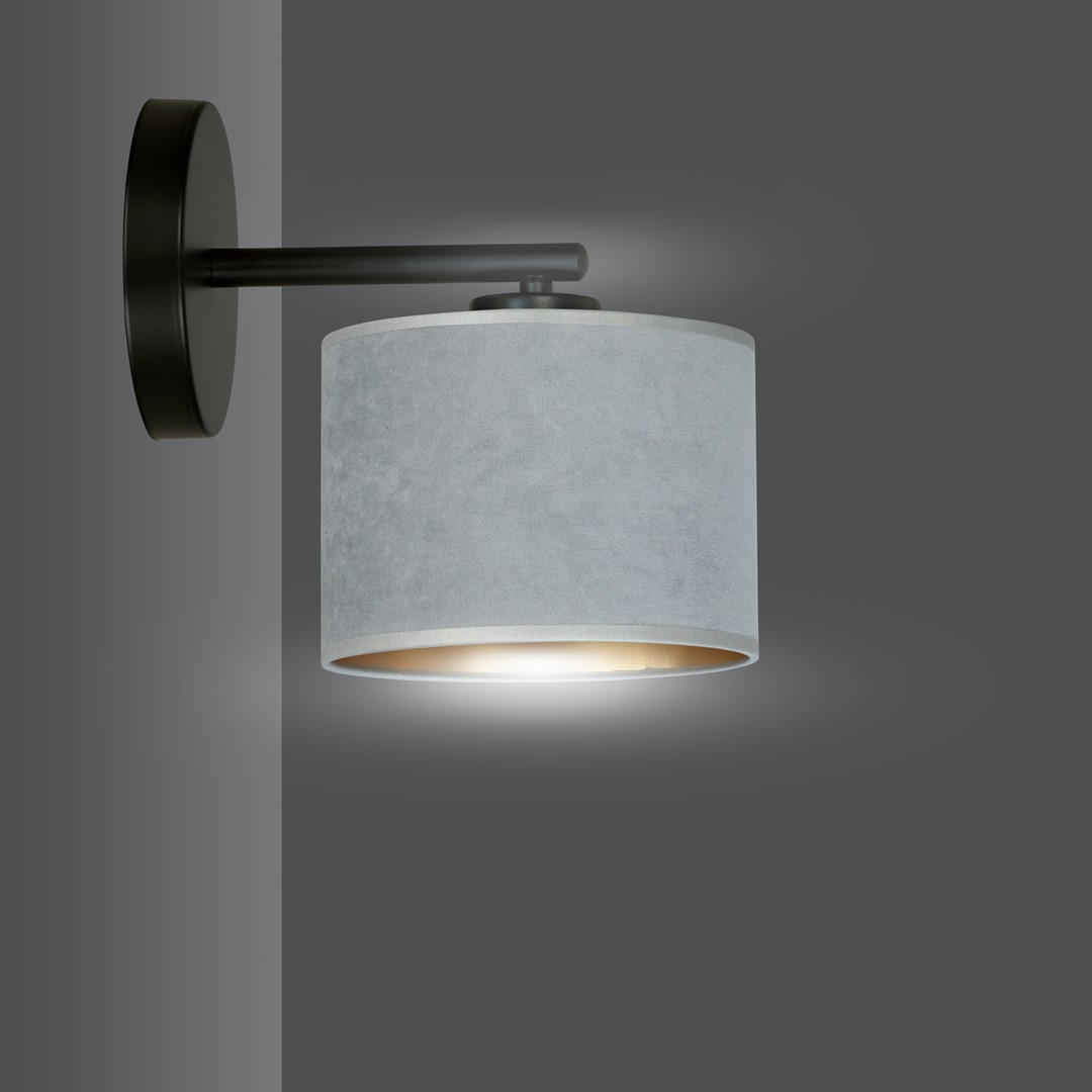 Emibig Zidna lampa HILDE 230V 15W MAX LED E27 Čelik/ Tkanina Crna