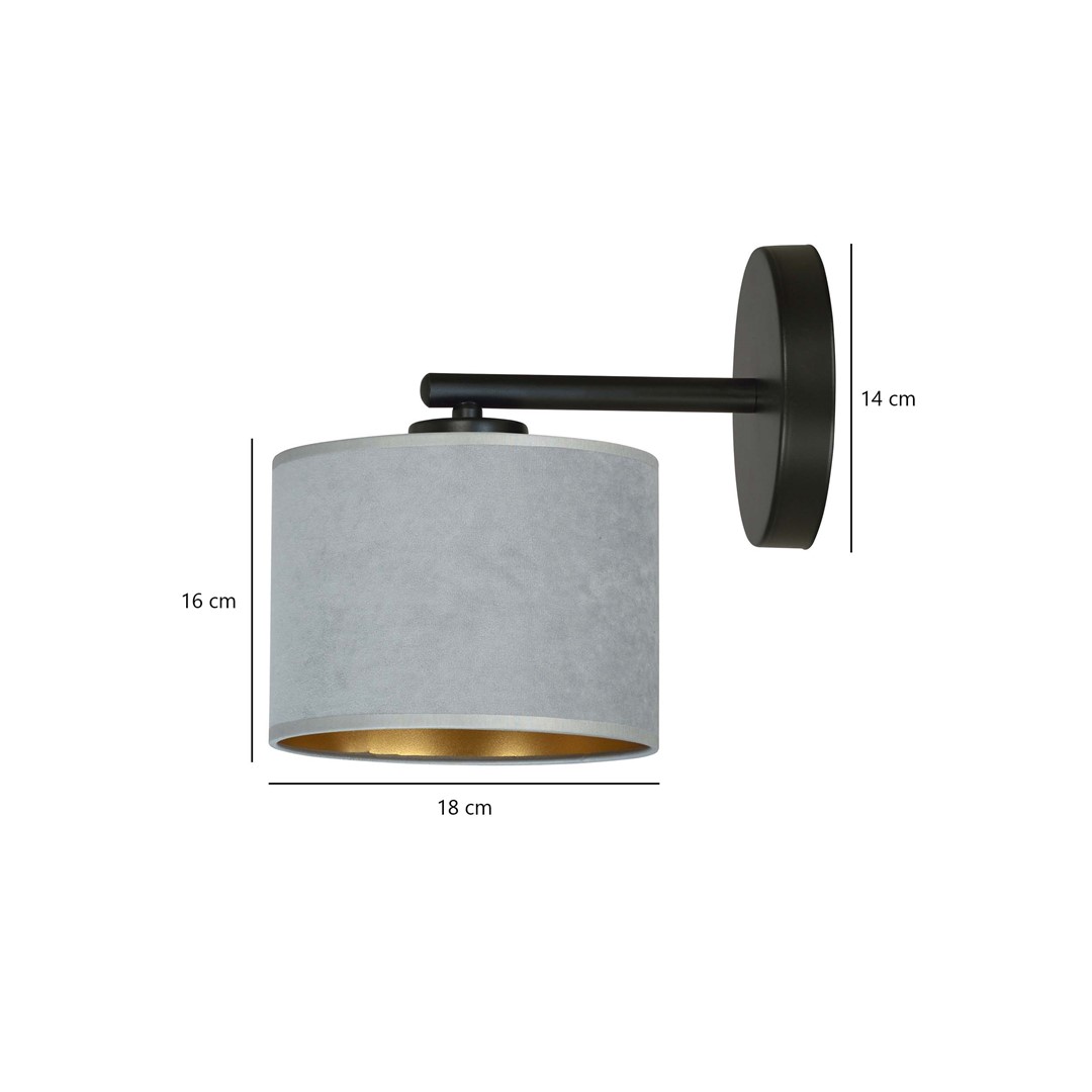 Emibig Zidna lampa HILDE 230V 15W MAX LED E27 Čelik/ Tkanina Crna