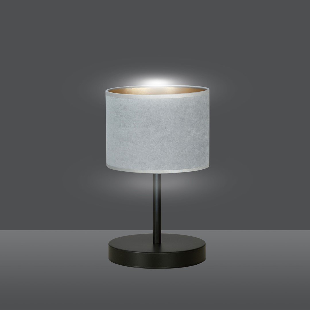Emibig Stolna lampa HILDE 230V 15W MAX LED E27 Čelik/ Tkanina Crna