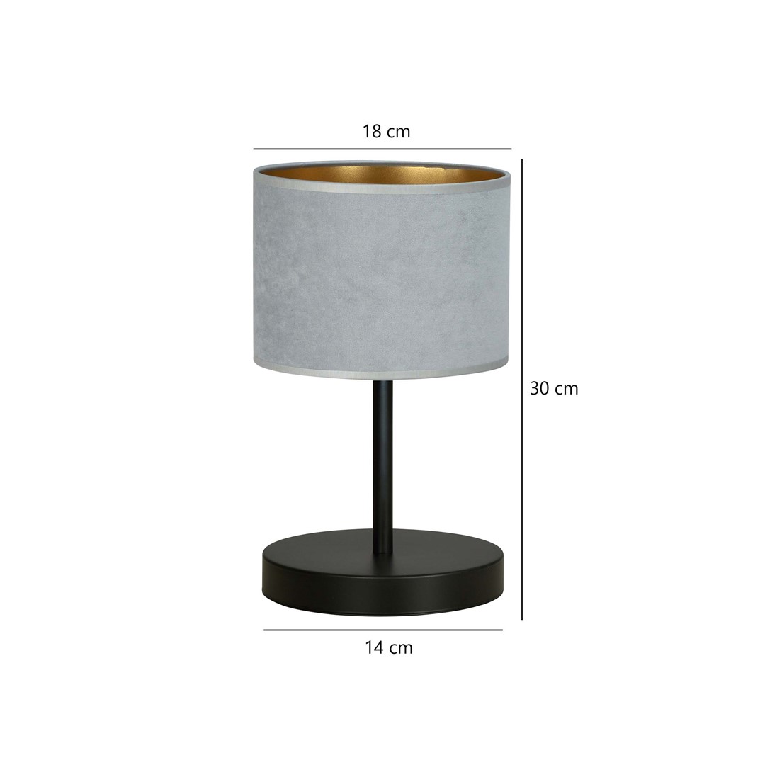 Emibig Stolna lampa HILDE 230V 15W MAX LED E27 Čelik/ Tkanina Crna