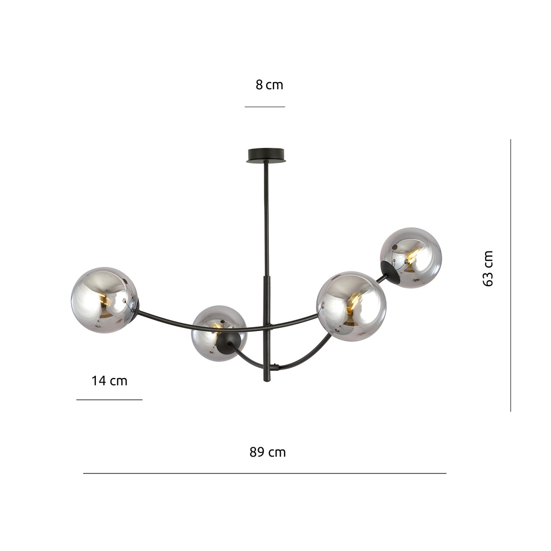Emibig Stropna svjetiljka HUNTER 230V 10W MAX LED E14 Čelik/ Staklo Crna