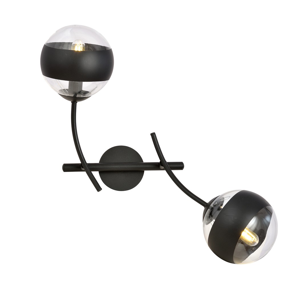 Emibig Zidna lampa HUNTER 230V 10W MAX LED E14 Čelik/ Staklo Crna