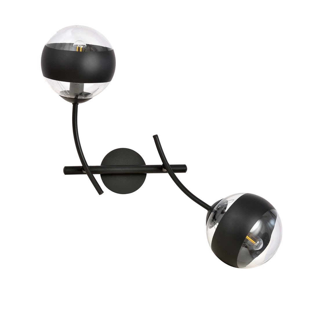 Emibig Zidna lampa HUNTER 230V 10W MAX LED E14 Čelik/ Staklo Crna
