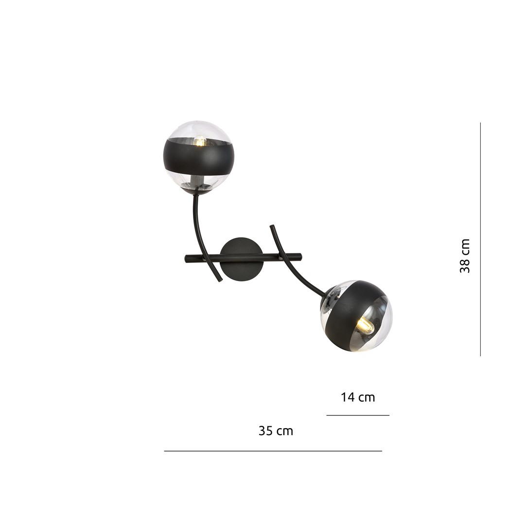 Emibig Zidna lampa HUNTER 230V 10W MAX LED E14 Čelik/ Staklo Crna