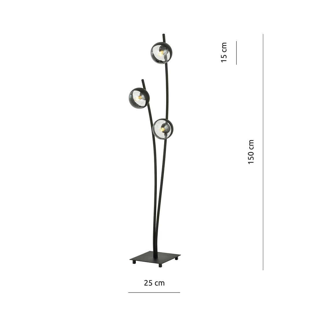 Emibig Podna lampa HUNTER 230V 10W MAX LED E14 Čelik/ Staklo Crna