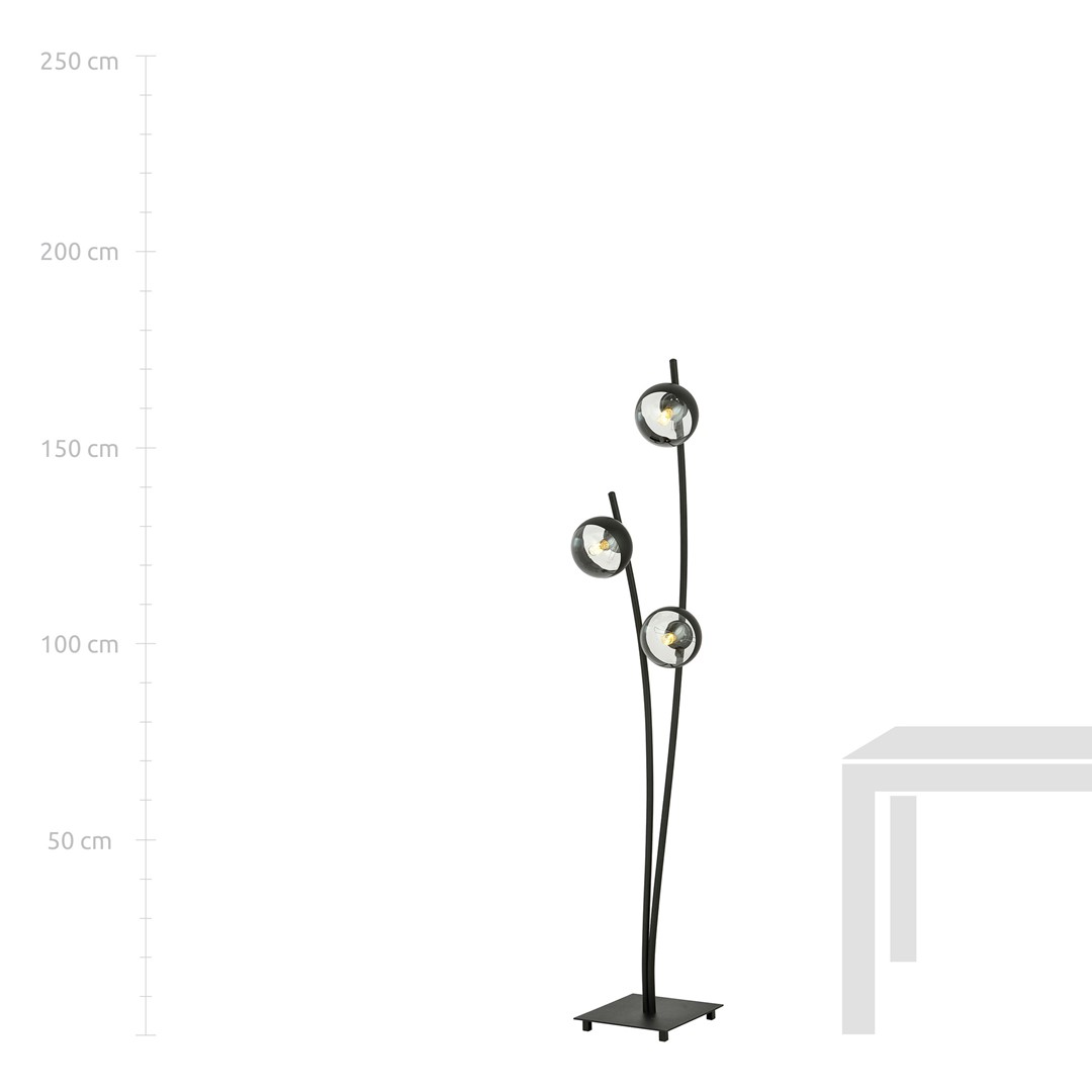 Emibig Podna lampa HUNTER 230V 10W MAX LED E14 Čelik/ Staklo Crna