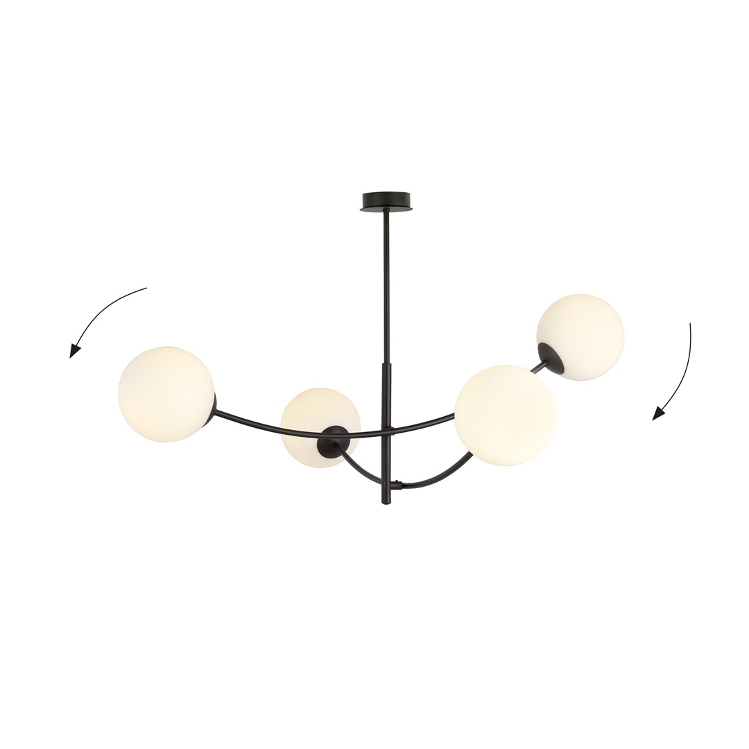 Emibig Stropna svjetiljka HUNTER 230V 10W MAX LED E14 Čelik/ Staklo Crna