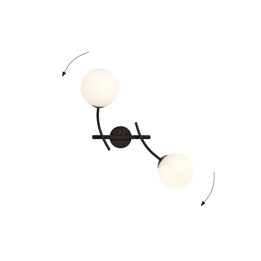 Emibig Zidna lampa HUNTER 230V 10W MAX LED E14 Čelik/ Staklo Crna