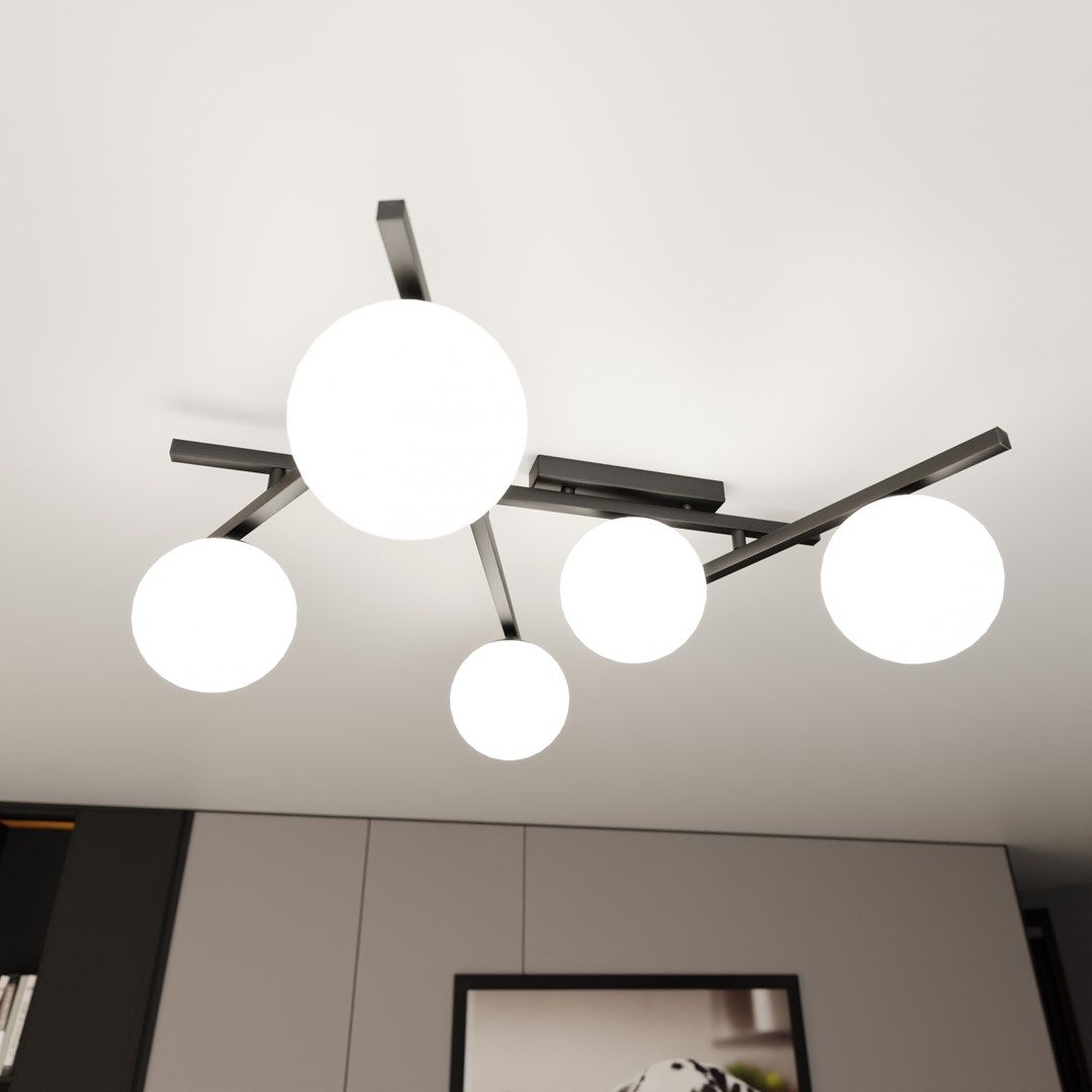 Emibig Stropna svjetiljka SMART 230V 10W MAX LED E14 Čelik/ Staklo Crna