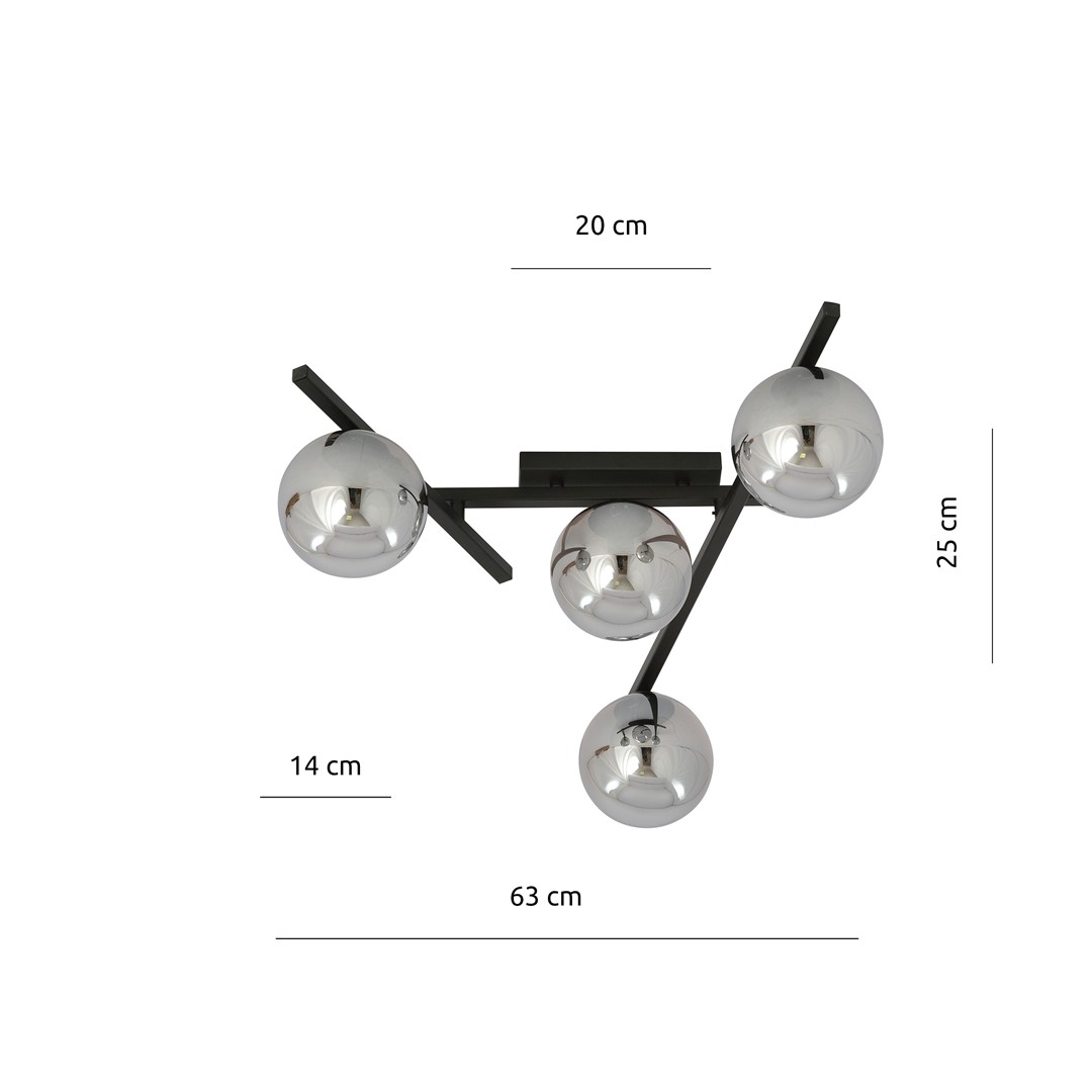 Emibig Stropna svjetiljka SMART 230V 10W MAX LED E14 Čelik/ Staklo Crna
