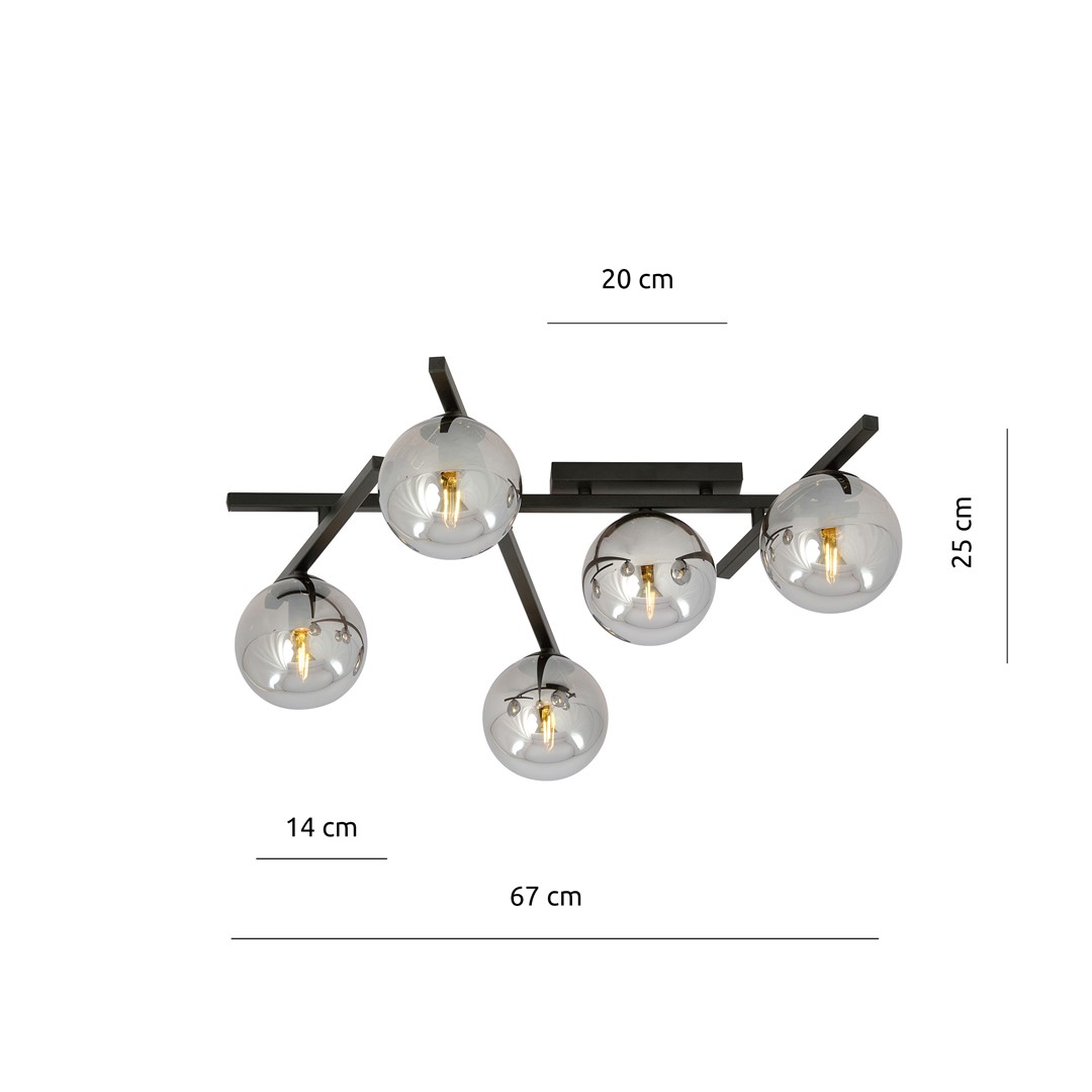 Emibig Stropna svjetiljka SMART 230V 10W MAX LED E14 Čelik/ Staklo Crna