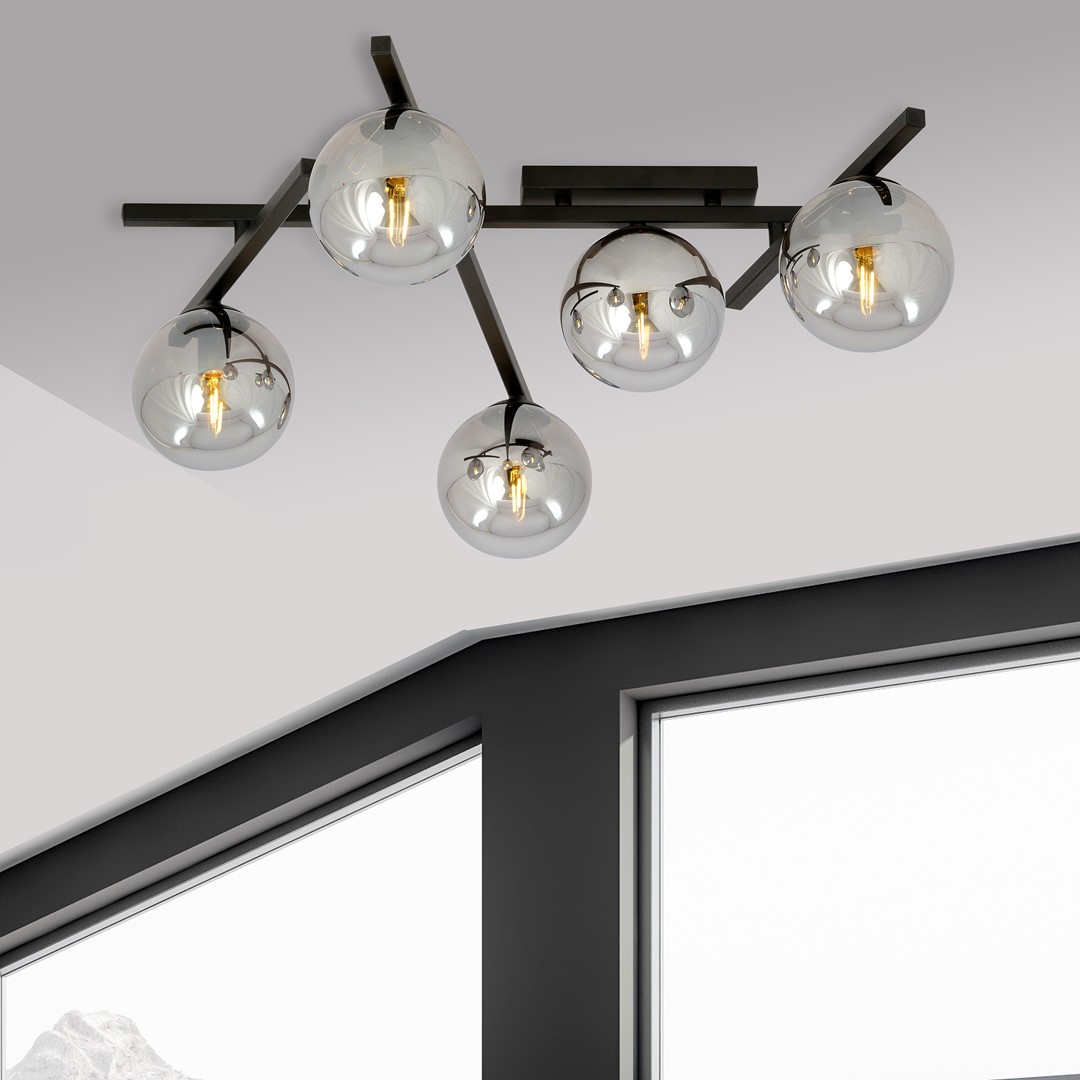Emibig Stropna svjetiljka SMART 230V 10W MAX LED E14 Čelik/ Staklo Crna