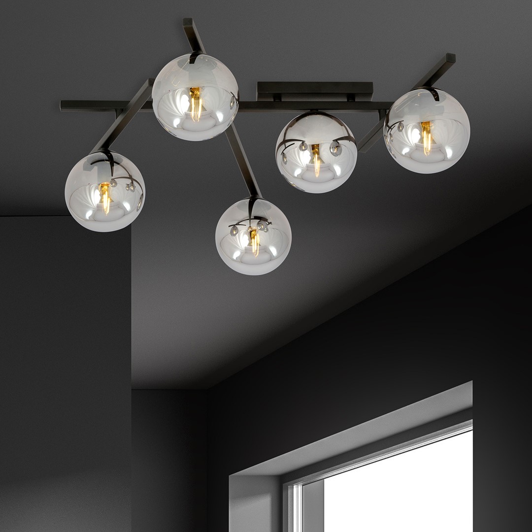Emibig Stropna svjetiljka SMART 230V 10W MAX LED E14 Čelik/ Staklo Crna
