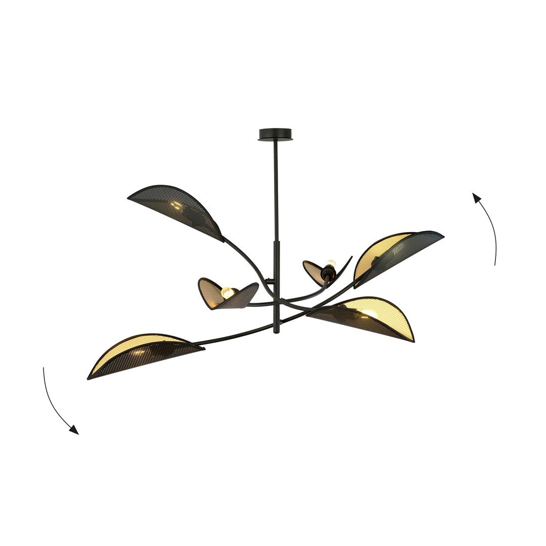 Emibig Stropna svjetiljka LOTUS 230V 10W MAX LED E14 Čelik/ Tkanina Crna