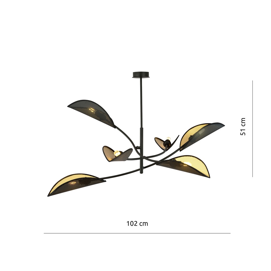 Emibig Stropna svjetiljka LOTUS 230V 10W MAX LED E14 Čelik/ Tkanina Crna