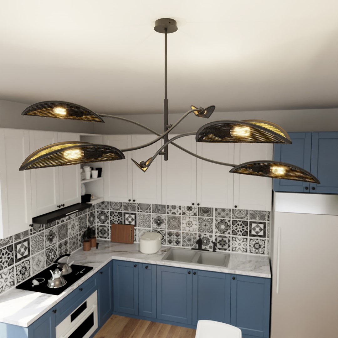Emibig Stropna svjetiljka LOTUS 230V 10W MAX LED E14 Čelik/ Tkanina Crna
