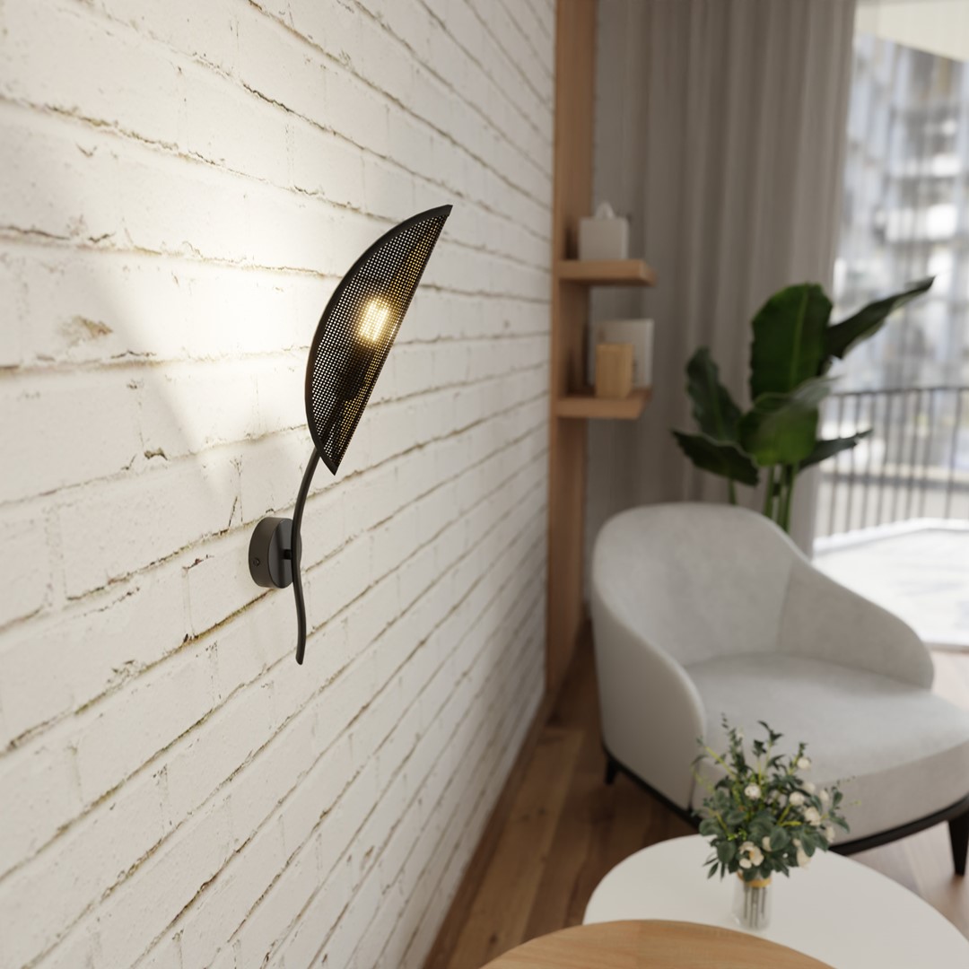 Emibig Zidna lampa LOTUS 230V 10W MAX LED E14 Čelik/ Tkanina Crna