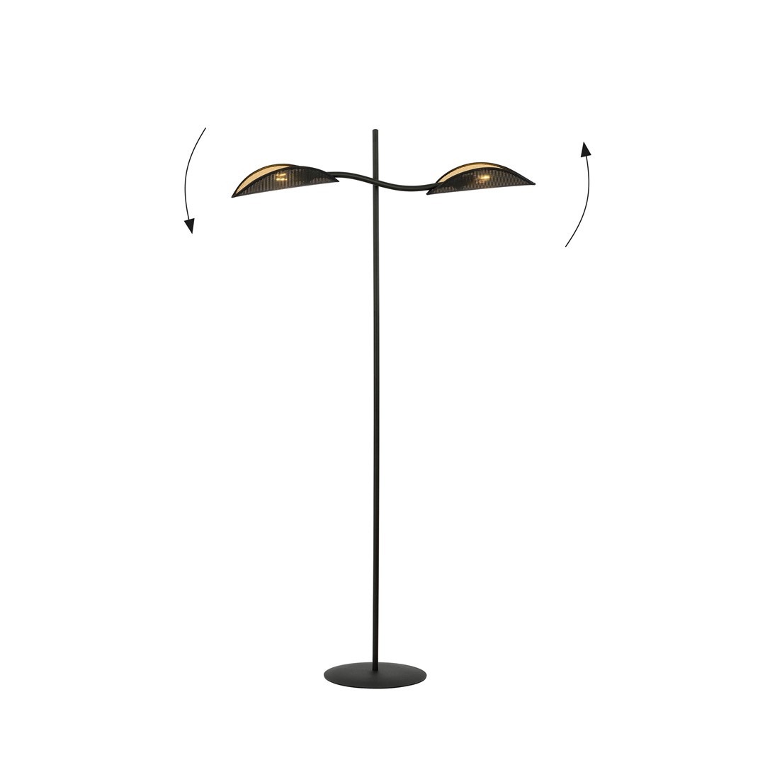 Emibig Podna lampa LOTUS 230V 10W MAX LED E14 Čelik/ Tkanina Crna