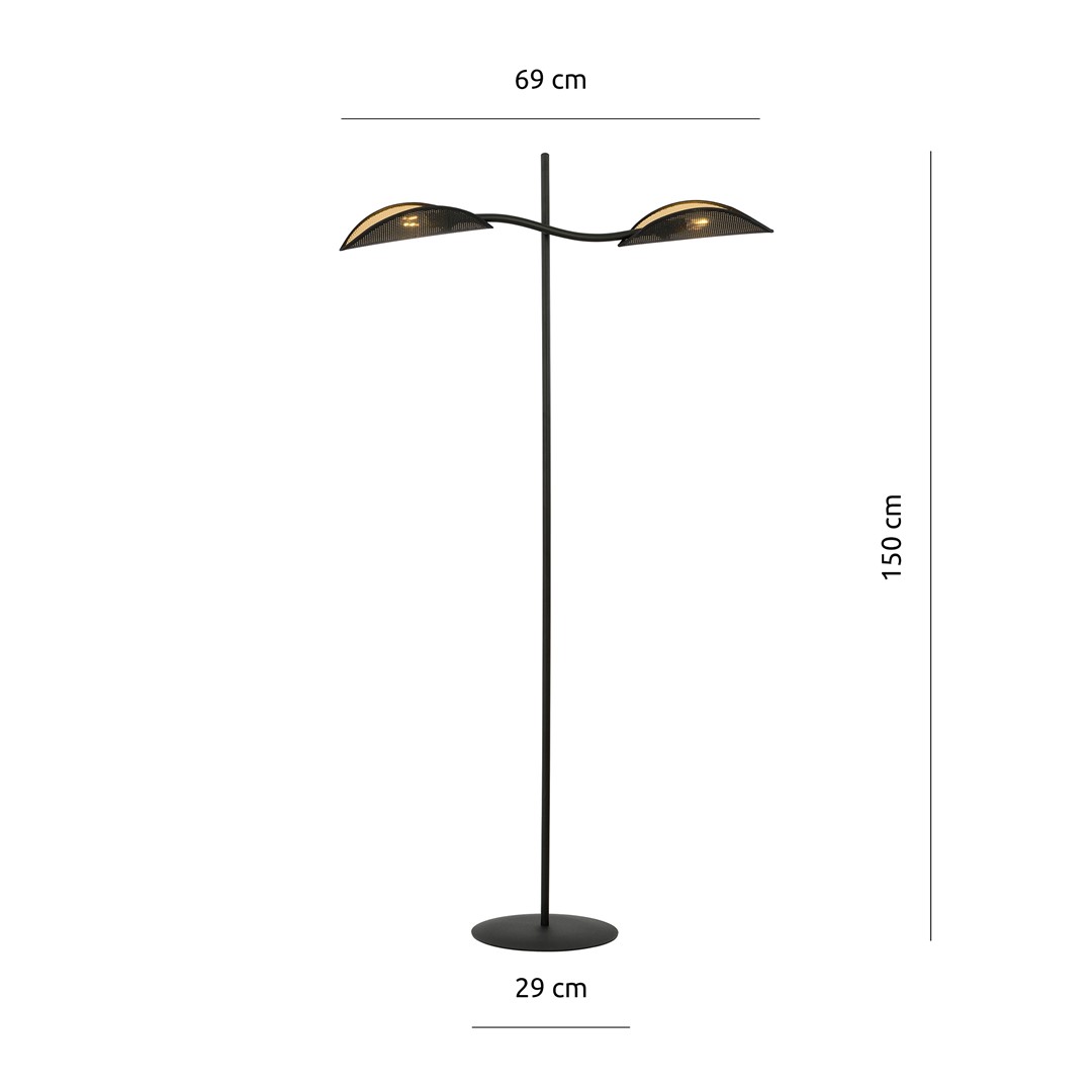 Emibig Podna lampa LOTUS 230V 10W MAX LED E14 Čelik/ Tkanina Crna