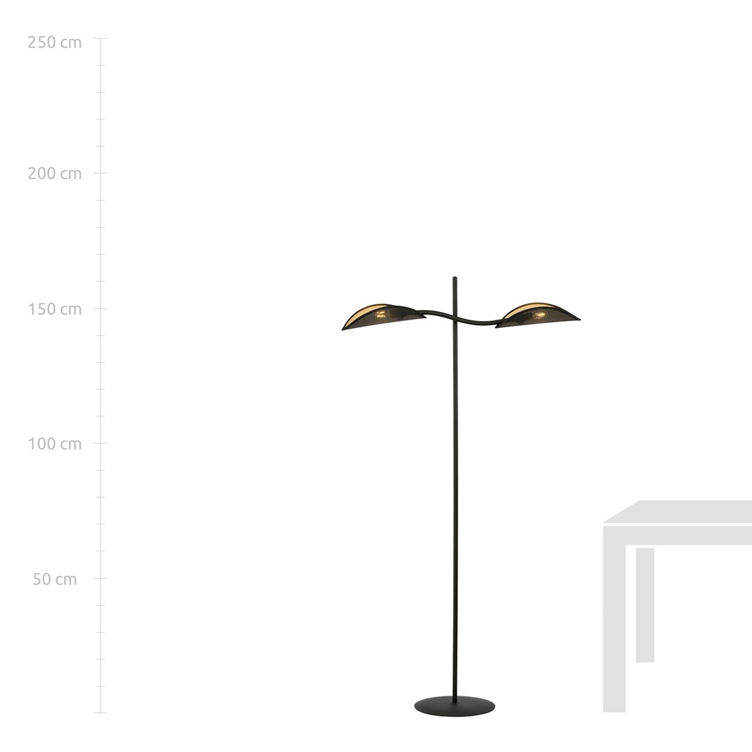 Emibig Podna lampa LOTUS 230V 10W MAX LED E14 Čelik/ Tkanina Crna