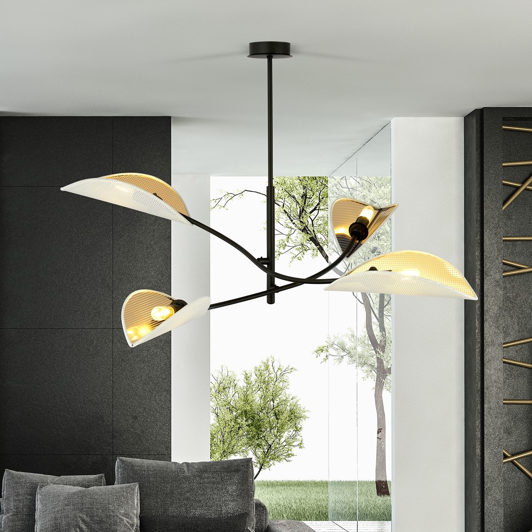 Emibig Stropna svjetiljka LOTUS 230V 10W MAX LED E14 Čelik/ Tkanina Crna