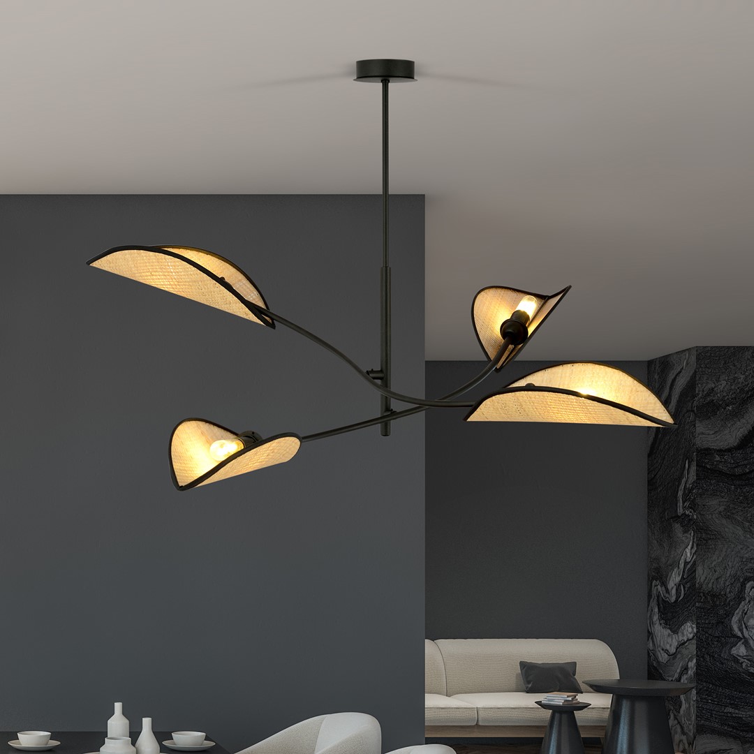 Emibig Stropna svjetiljka LOTUS 230V 10W MAX LED E14 Čelik/ Tkanina Crna