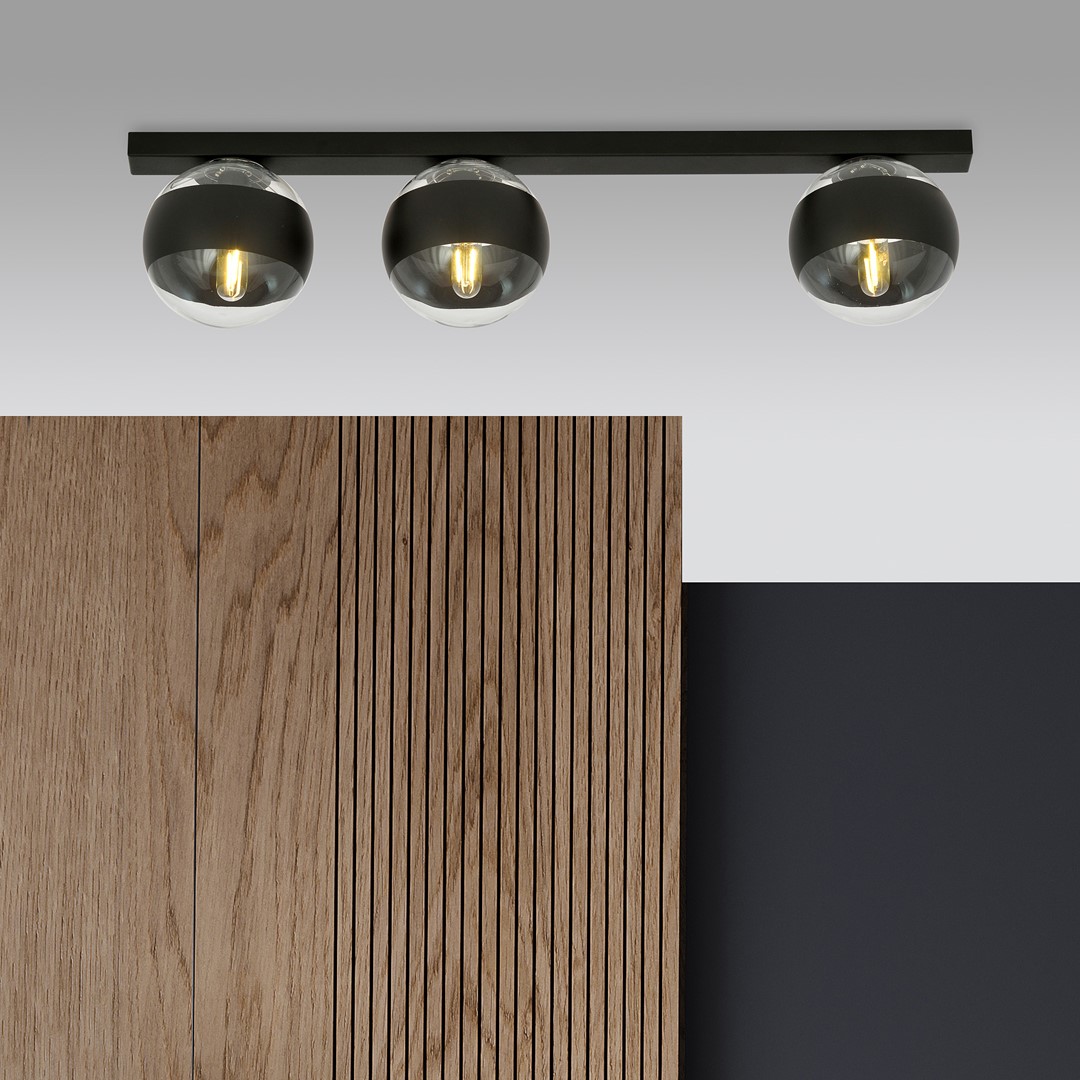 Emibig Stropna svjetiljka FIT 230V 10W MAX LED E14 Čelik/ Staklo Crna