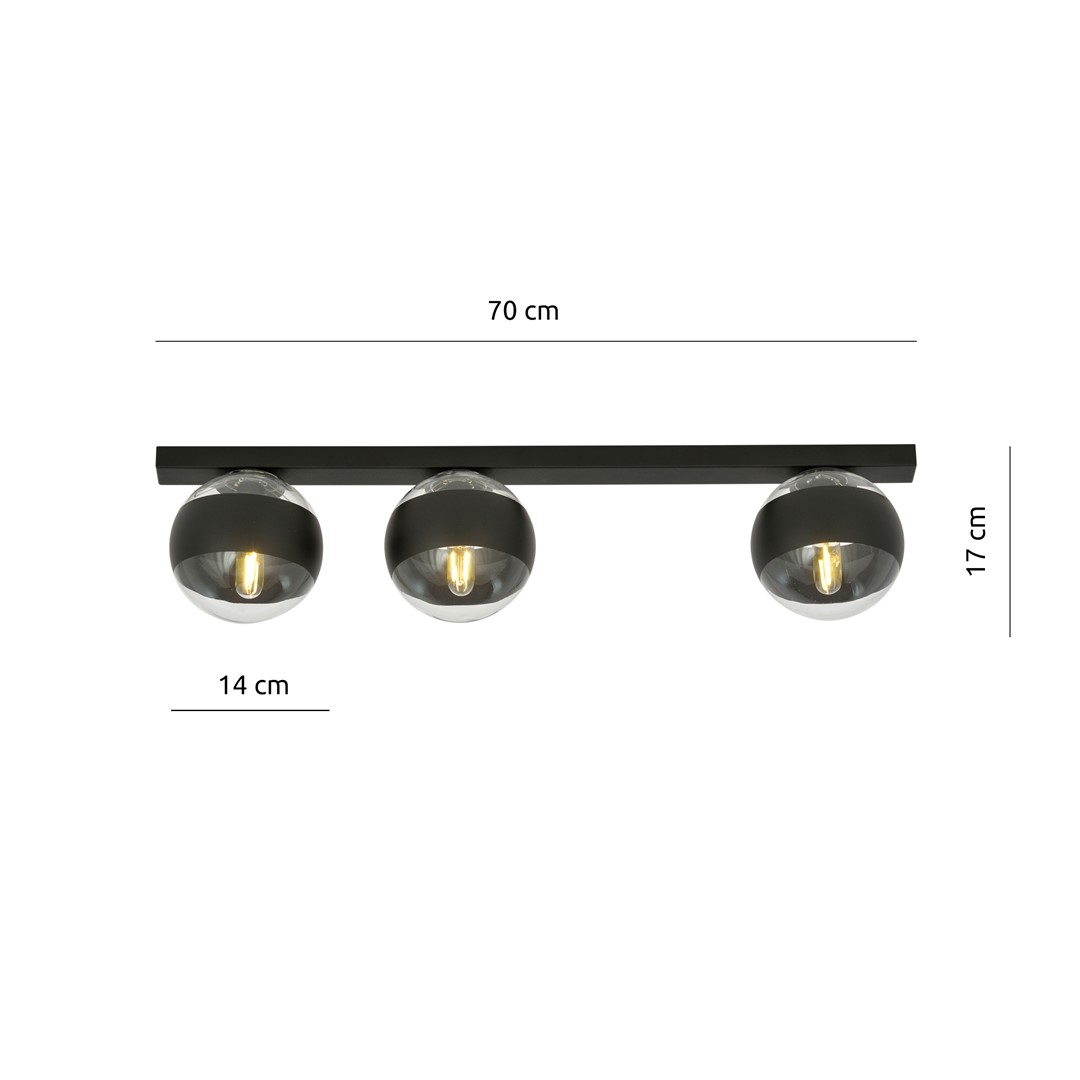 Emibig Stropna svjetiljka FIT 230V 10W MAX LED E14 Čelik/ Staklo Crna