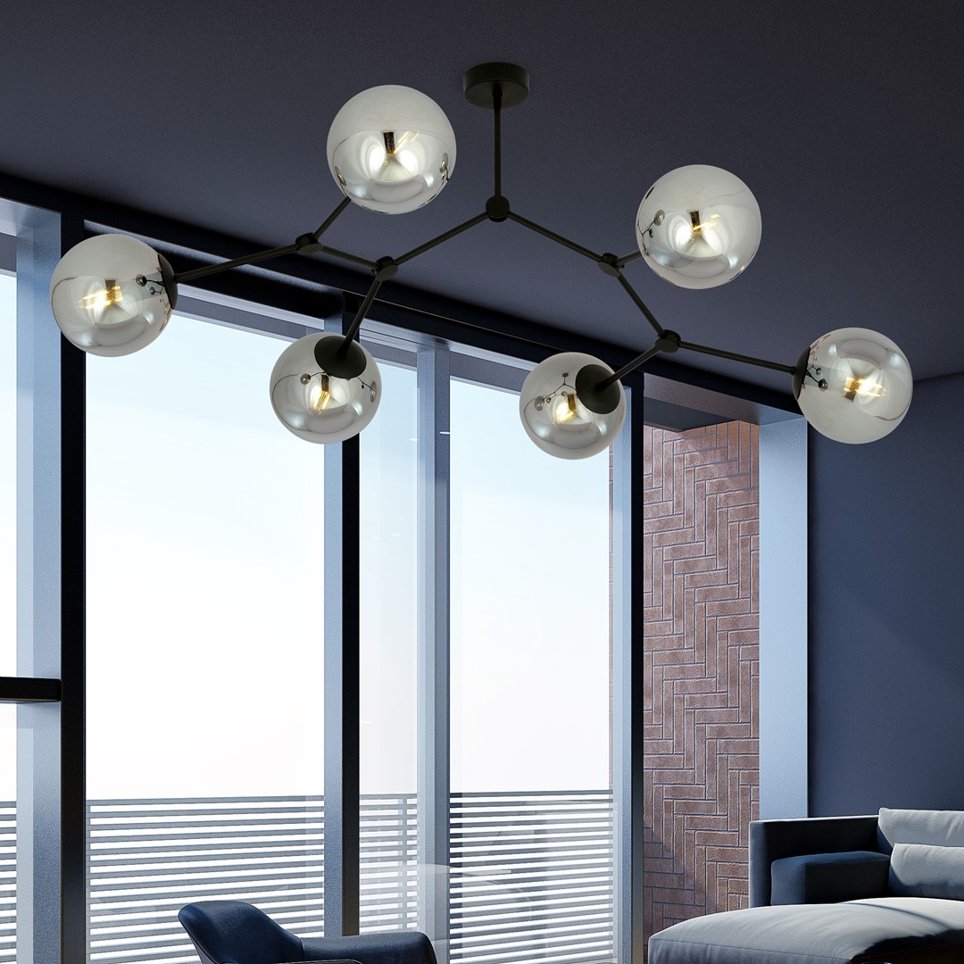 Emibig Stropna svjetiljka SPACE 230V 10W MAX LED E14 Čelik/ Staklo Crna