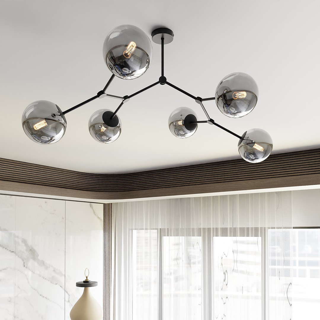 Emibig Stropna svjetiljka SPACE 230V 10W MAX LED E14 Čelik/ Staklo Crna
