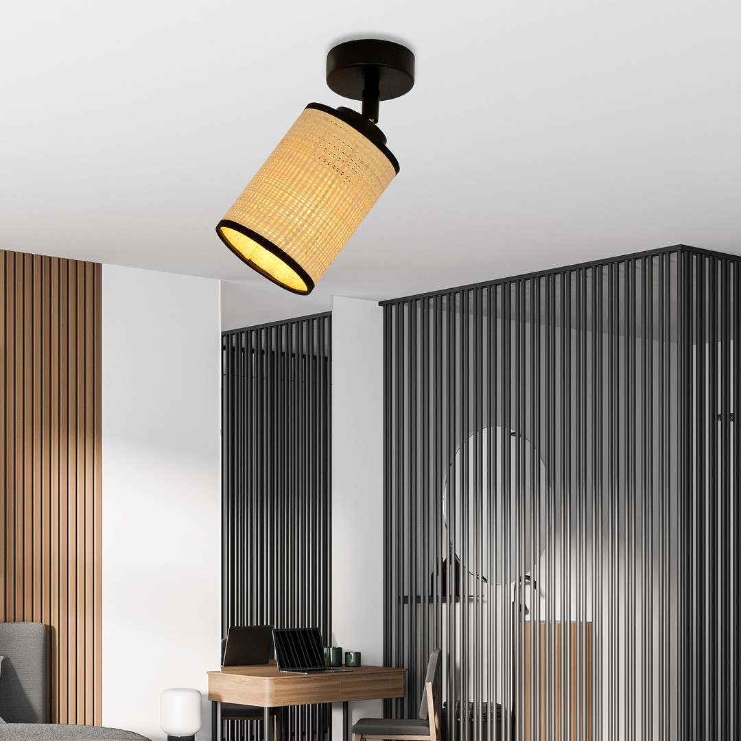 Emibig Stropna svjetiljka YOGA 230V 15W MAX LED E14 Čelik/ Tkanina Crna
