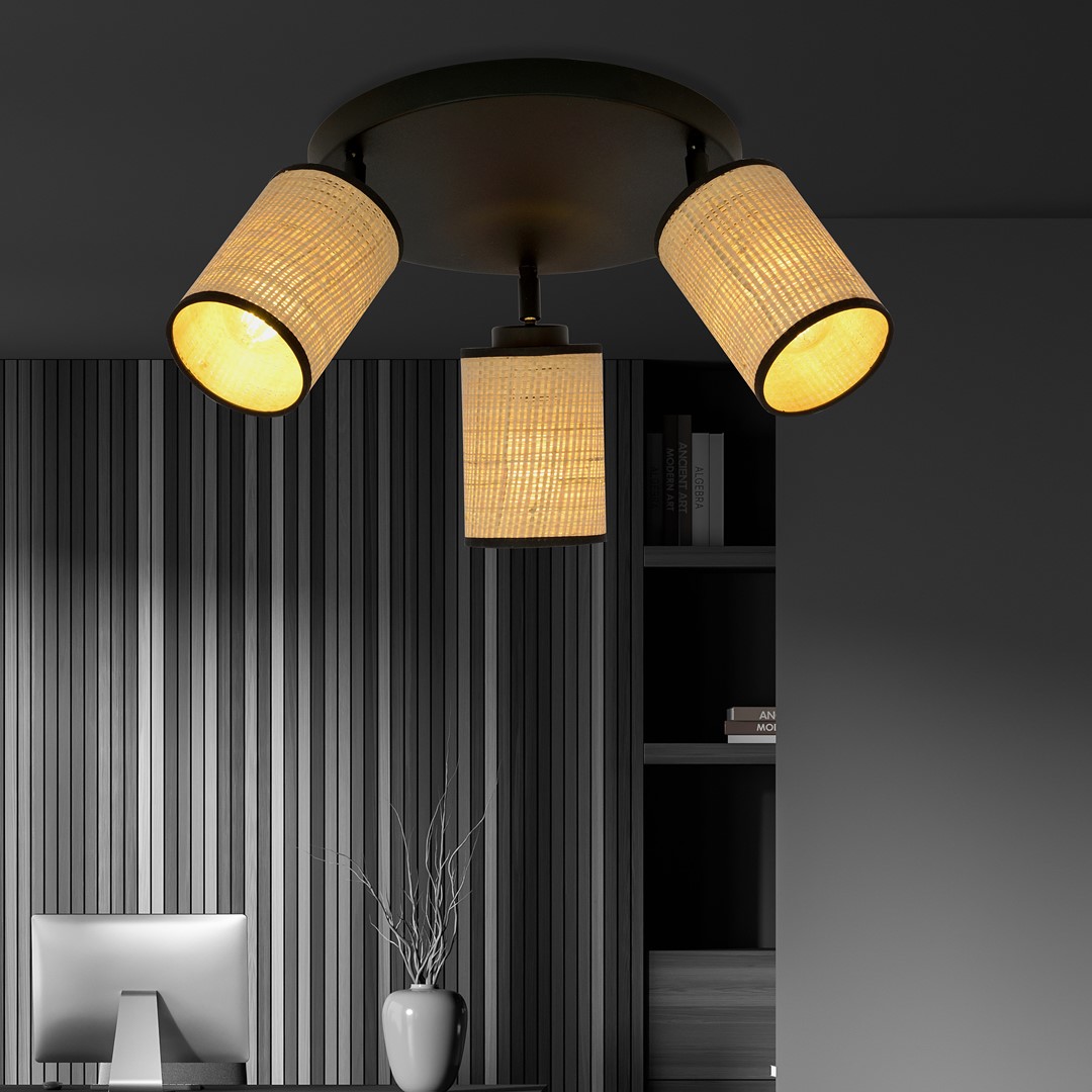 Emibig Stropna svjetiljka YOGA 230V 15W MAX LED E14 Čelik/ Tkanina Crna