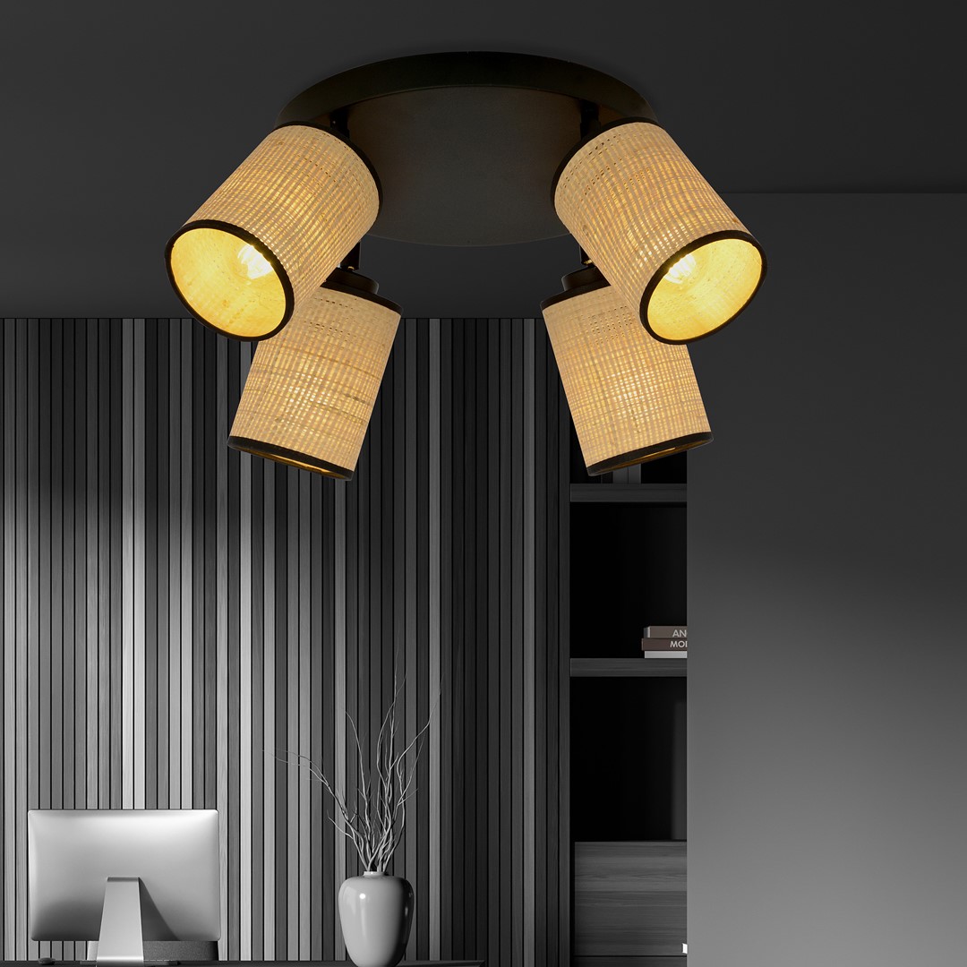 Emibig Stropna svjetiljka YOGA 230V 15W MAX LED E14 Čelik/ Tkanina Crna