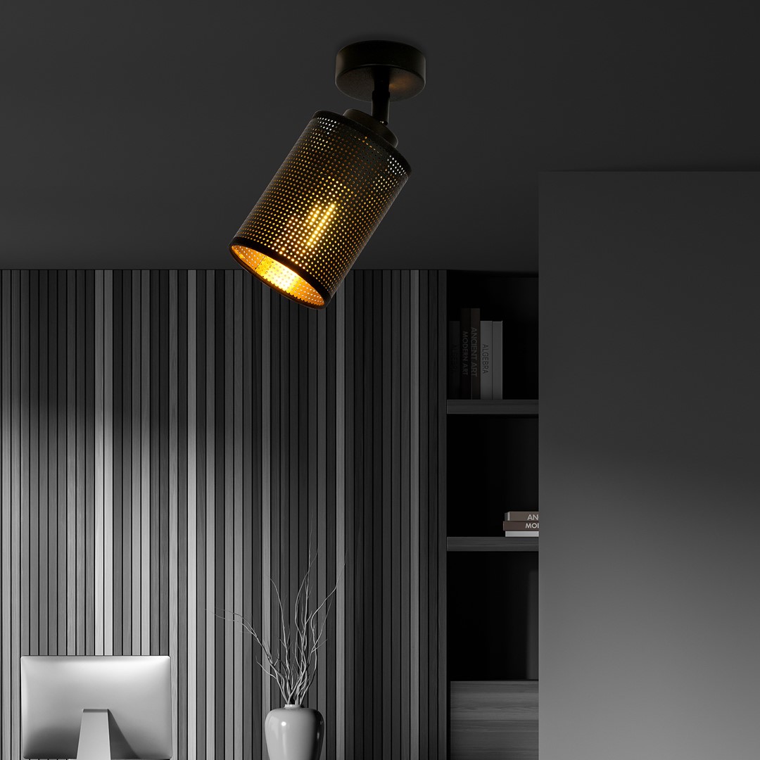 Emibig Stropna svjetiljka BRONX 230V 15W MAX LED E14 Čelik/ Tkanina Crna
