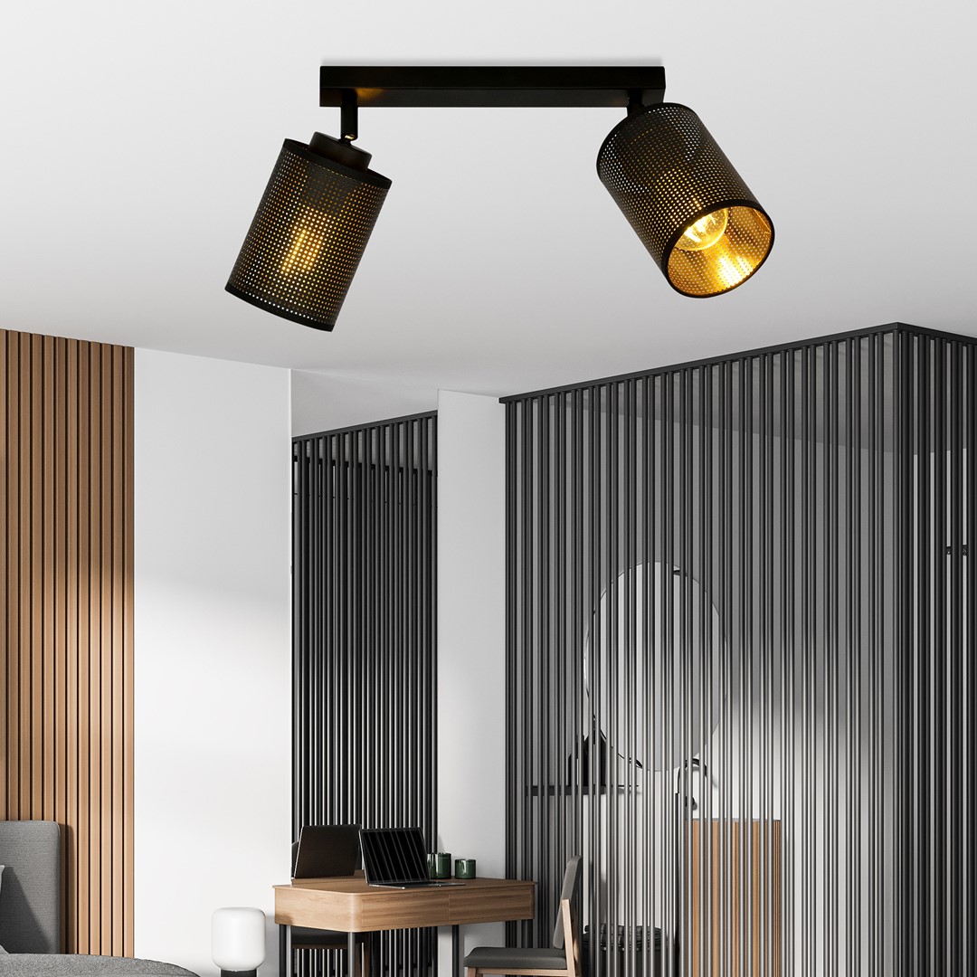 Emibig Stropna svjetiljka BRONX 230V 15W MAX LED E14 Čelik/ Tkanina Crna