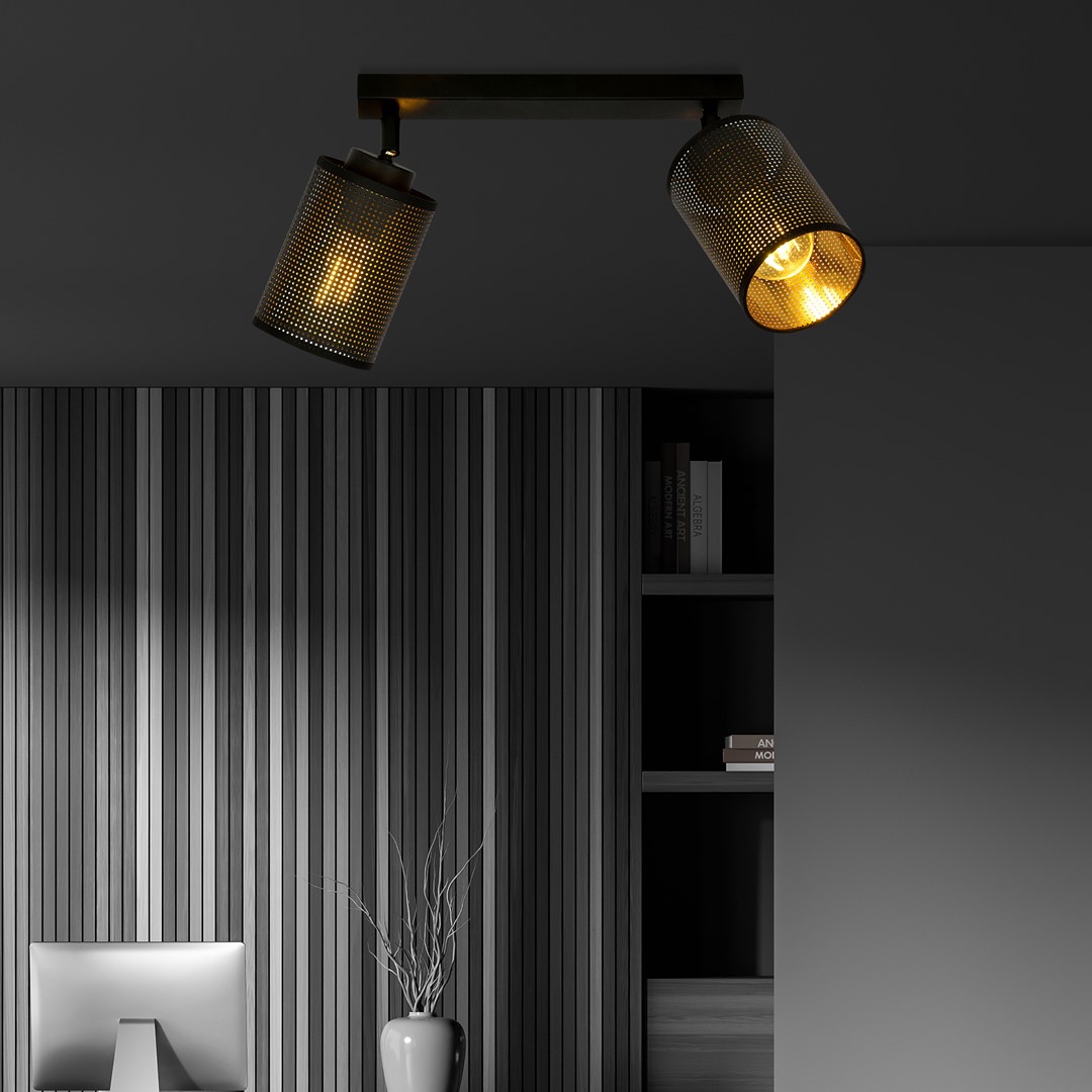 Emibig Stropna svjetiljka BRONX 230V 15W MAX LED E14 Čelik/ Tkanina Crna
