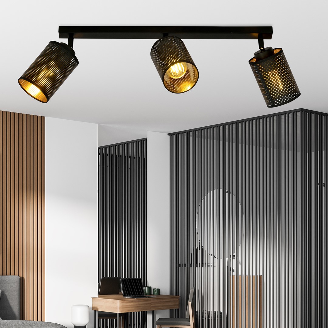 Emibig Stropna svjetiljka BRONX 230V 15W MAX LED E14 Čelik/ Tkanina Crna