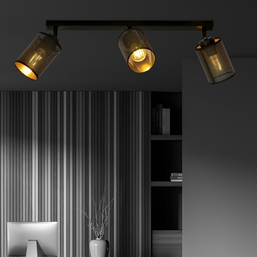 Emibig Stropna svjetiljka BRONX 230V 15W MAX LED E14 Čelik/ Tkanina Crna