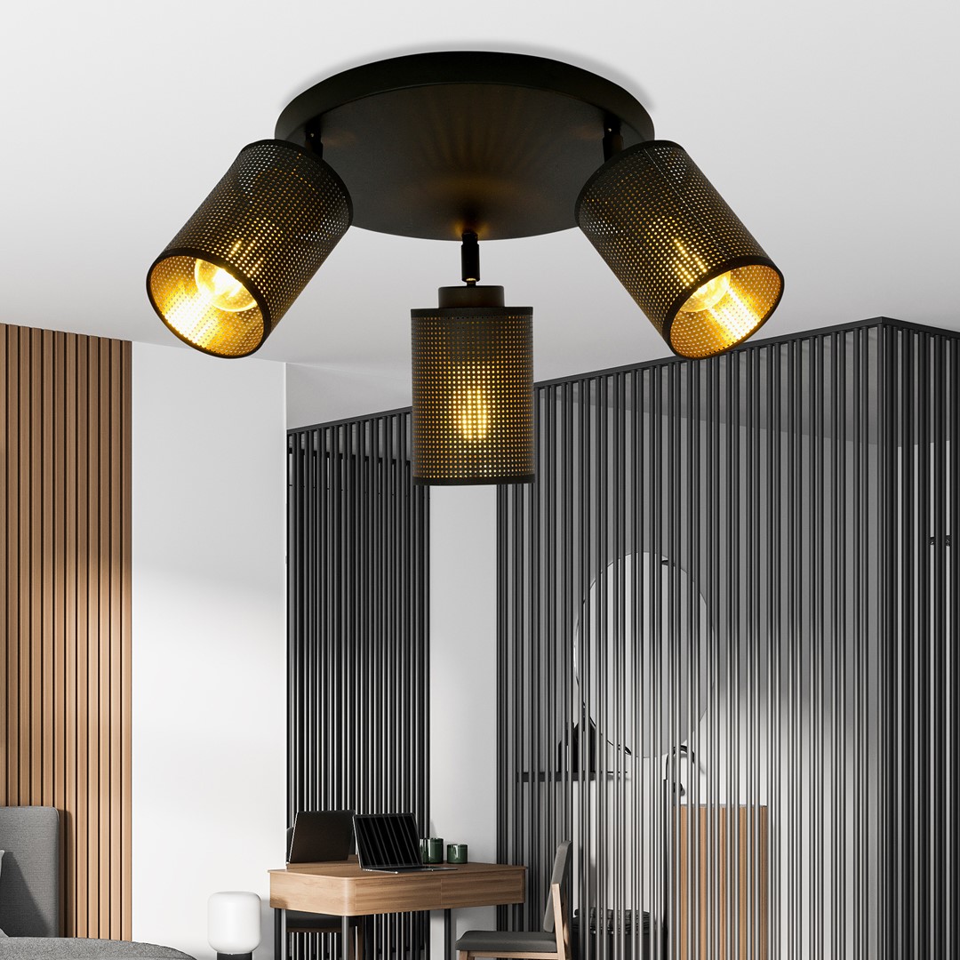 Emibig Stropna svjetiljka BRONX 230V 15W MAX LED E14 Čelik/ Tkanina Crna